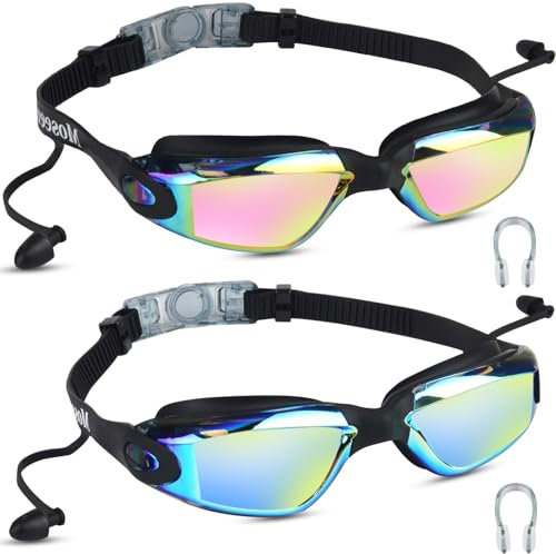 Moseem Schwimmbrille Kinder, 2 Stück taucherbrille Kinder 10 Jahre und Erwachsene,Schwimmbrille für Herren Damen,Anti-Fog,Kein Auslaufen