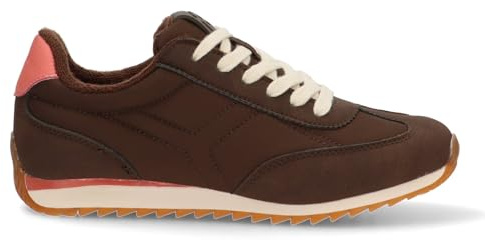 Etika 50016 Marron, Zapatillas Casual para Mujer, Deportivas Cómodas de Piel Sintética con Cordones y Suela Plana, Sneakers Estilo Urbano - 38