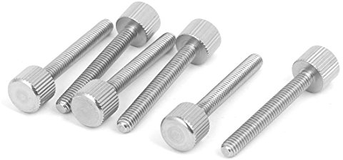 sourcing map 6pcs M4 x 30 mm Vis moletée à tête plate vis à oreilles pour Boîtier d'ordinateur en acier inoxydable