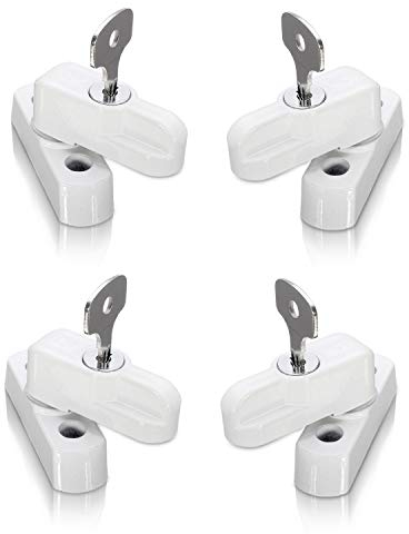 Mit Schlüssel verschließbare Schiebefensterrahmenblockierung, UPVC verschließbare Tür- und Fensterblockierung, Tür- und Fensterriegel, bietet ein Extralevel an Sicherheit für Ihre Türen und Fenster (weiß)