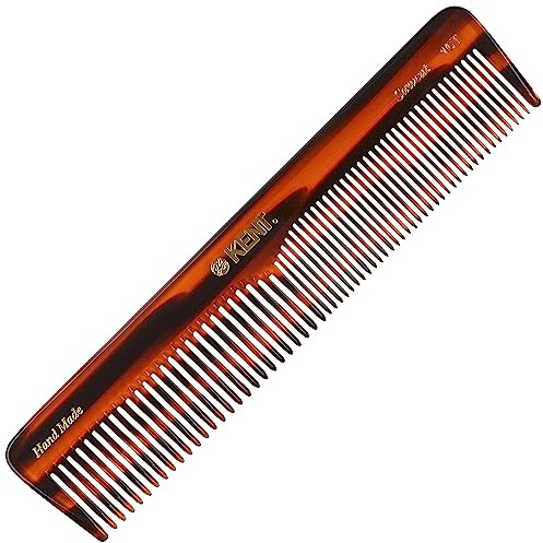 Kent 16T Tortoise Fine and Wide Tooth for Daily Grooming,Handmade Styling Comb for All Hair Types,Wet or Dry Hair Detangling Comb for Men and Women,Saw Cut Hand Polished,Made in England