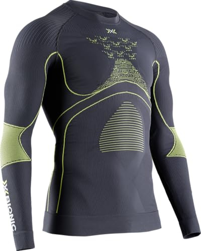 X-Bionic Energy Accumulator 4.0 Round Neck Long Sleeves, Strato Base Camicia Funzionale Uomo, Grigio (Charcoal/Yellow), M