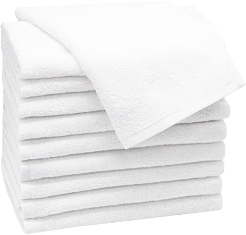 ZOLLNER 10er Set Gästehandtücher in 30x50 cm - saugstarke und weiche Gästetücher in weiß - mit praktischem Aufhänger - waschbar bis 95°C - Baumwolle - Hotelqualität