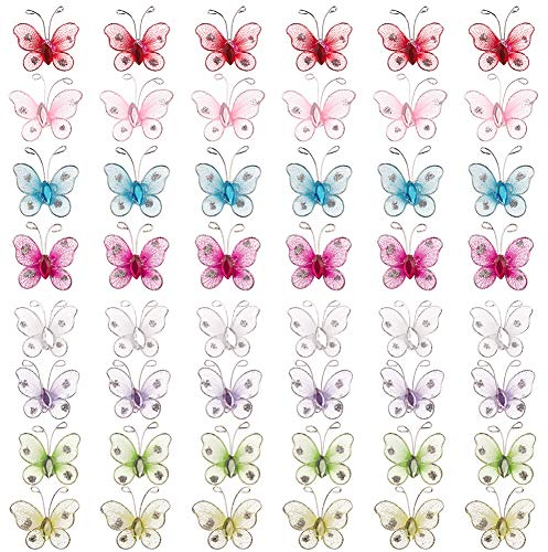 SUNNYCLUE 48 pz 8 Colori Adesivi Farfalla 3D Tessuto Farfalla con Strass di Cristallo per Capelli Cappello Abito Scrapbook Abbellimenti Decorazioni per La Casa Decorazione della Casa Matrimonio