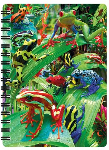 3D LiveLife Jotter - Funky Grodor från Deluxebase. Linskulär 3D Groda A6 Spiralbok med vanliga sidor i återvunnet papper. Konstverk licensierat från den kända konstnären David Penfound.