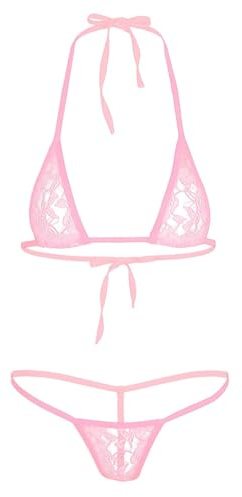 Freebily Metallisk Micro Bikini Sexig Hot Sea Half Cup BH Mini Tanga String Stringtrosa Rumb Baddräkt 2 Bitar Trikini Flicka Curvy Tankini Brasiliansk, Typ 3, one size
