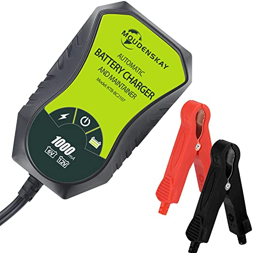 MOUDENSKAY 1A Autobatterie Ladegerät 6V 12V batterieladegerät Auto mit 5-Stufen-Ladung & Sicherheitsschutz,Intelligentes Ladegerät für Autobatterien,Motorrad - Für Blei-Säure, Gel,AGM Batterie usw