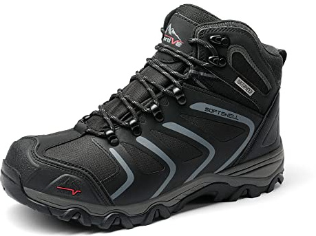 NORTIV 8 Stivali da Trekking da Uomo Escursionismo All'aria Aperta Scarpe da Trekking Scarponi Scarpe da Arrampicata Alpinismo Armadillo,Size 45,Nero/Scuro/Grigio,160448_M-E