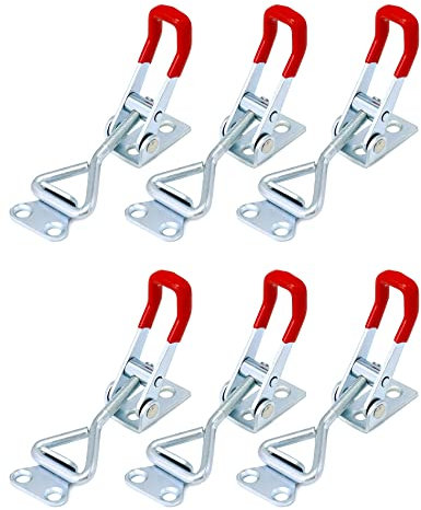 QWORK® 6 Pack Toggle Clamp Latch, 100Kg/220Lbs Holding Capacity, Toggle Latch, Quick Release Pull Latch, Quick Clamp, Adjustable Buckle