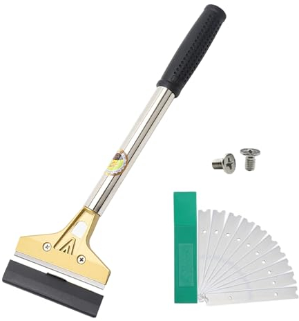 Pizsieat 32cm Raschietto Muro Raschietto per Legno con 10 Lame,Raschietto Vetro Spatola con Antiscivolo Manico Lungo per Muro, Adesivi, Piastrelle, Vetro