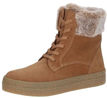 CAPRICE Damen Sneaker hoch mit Fütterung mit Schnürsenkeln Bequem, Braun (Cognac Suede), 40 EU