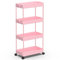 SPACEKEEPER Aufbewahrungswagen mit 4 Ebenen, Badezimmer-Rollwagen, Allzweck-Organizer, Regal, mobiles Regal für Küche, Wohnzimmer, Badezimmer, Waschküche und Kommoden, Rosa
