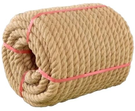 Cuerda De Cáñamo,Cuerda De Yute Gruesa Natural,Cuerda De Cáñamo De Cuerda De Yute 24 Mm X 10 M Cuerda De Sisal Y Cordel De Yute Grueso for Rascar Postes Cuerda De Tira y Afloja Cuerda De Equipaje (Tam