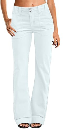 Causal Wide Leg Pants for Women Stretch Twill High Waisted Straight Leg Pants Dressy Boot Cut Jeans with Pockets Comfy Chino Pants Y2K Lounge Pants Travel Pants Business Pants Stretchy Dress Pants