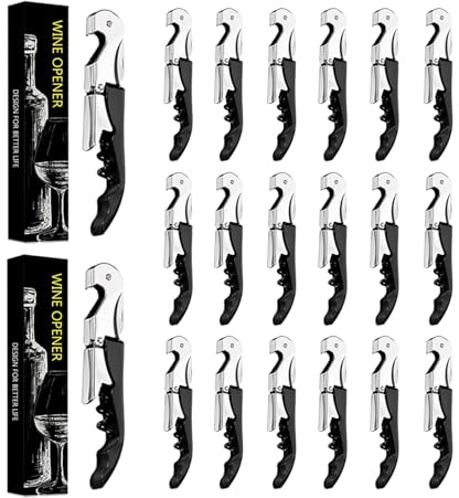 Cavatappi Professionale Apribottiglie Vino 3 in 1 con Tagliacapsule Accessori Acciaio Inossidabile da Sommelier Classico all in one Apribottiglie per Birra, Vino, Server e Barmen (10, Nero)