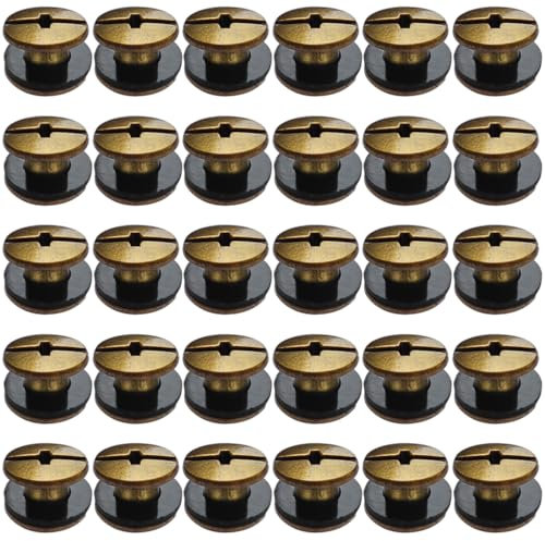 SHSMPXOY 30 Set Rivetti a Vite, M5 x 4 mm Rivetti Chicago, Viti Chicago Screws Chicago Book Viti,Viti Chicago di ricambio in Metallo per Borse, Libri, Collari, Zaini, Guinzagli per Cani (Bronzo)