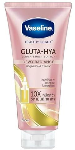 Vaseline Gluta-Hya Dewy Radiance Lotion für Gesicht und Körper, verleiht hellere Haut, Glutathion und Niacinamid infundierte Feuchtigkeitscreme, 300 ml