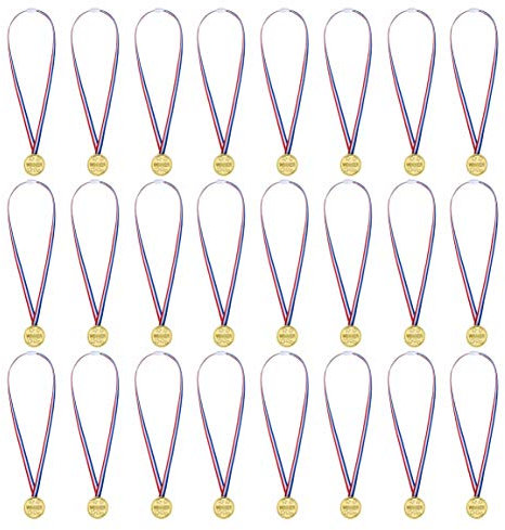 Yesaler Premio Medallas Ganadores Medallas el Plastico con Ribbon para Niños Fiesta Deportiva Competición Juegos 24 Piezas