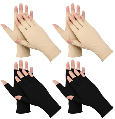 SAIIURV 4 Pares guantes sin dedos, guantes de protección solar para mujer, protección solar UV, guantes de conducción para verano al aire libre