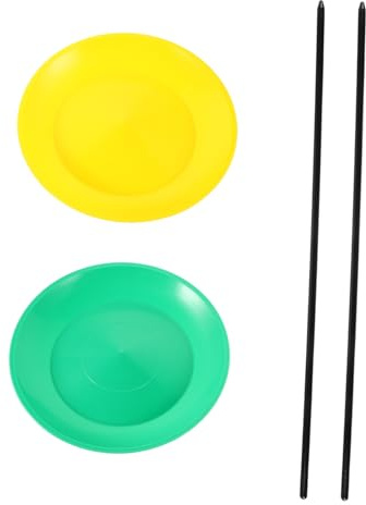 Parliky 2 pièces Assiettes de Jonglage avec Bâtons Lot Jaune et Vert Accessoires pour Jeux et Spectacles de Set Complet pour Performances et Loisirs