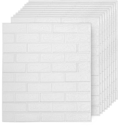 Jaxguom 20 pezzi di pannelli adesivi 3D 77 x 70 cm, rivestimento murale autoadesivo, effetto pietra, carta da parati impermeabile, adesivo murale in pietra, per cucina, camera da letto, bagno, bianco