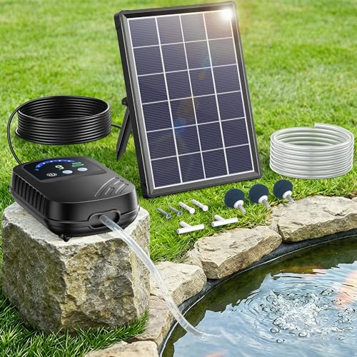 Biling Pompa di ossigeno da 3,5 W, con batteria da 2200 mAh, tubo da 3 m, IPX5, silenziosa per laghetti da giardino, acqua piovana, idroponica, acquario, laghetto fino a 600 l, con indicatore di