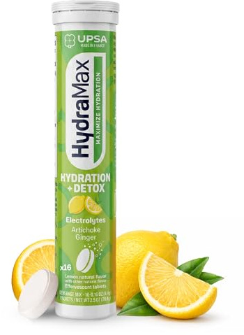 Upsa Hydramax Hydration + Detox Electrolyte Tablets, Lemon, 16 Count