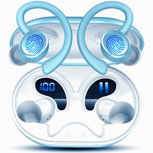 Matast 2026 Nueva Auriculares Inalambricos Deportivos, Auriculares Bluetooth 5.4 HiFi Estéreo con 4 HD Mic, 50H Cascos Inalambricos Bluetooth, IP7 Impermeable Cascos/Pantalla LED