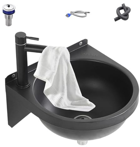 Bathroom Vanity Sink,Restroom Semi-Circular Hand Sink Basin | Washbasin with Faucet,for Home Bathroom Vanity Restroom Laundry Kitchen Cafe Restaurant Hotel
