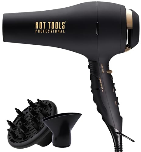 Hot Tools Pro Artist Black Gold 2100 Turbo Ceramic + Ionic Hair Dryer | Fast Dry, Lightweight