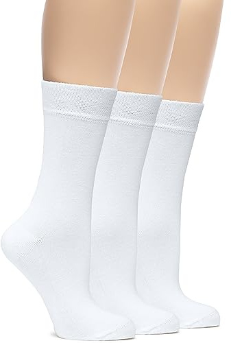 Hugh Ugoli Calzini Donna in Bambù a Metà Polpaccio, 3 Paia, Calzini Morbidi e Traspiranti, Sottili per Lavoro, Pantaloni e Uso Quotidiano, Bianco, Taglia 39-45