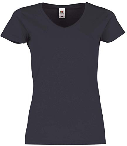 Fruit of the Loom Ladies Iconic 150 V-Neck T-Shirt, Farbe:deep Navy, Größe:M