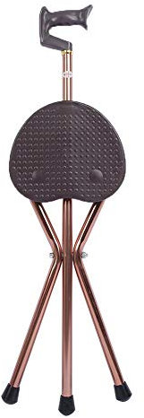 Lv. life Siège de Canne Pliant, siège et Canne de Voyage, Aide à la mobilité Pliable, Canne de Marche pour Personnes âgées réglable à Trois Pattes avec poignée de Massage