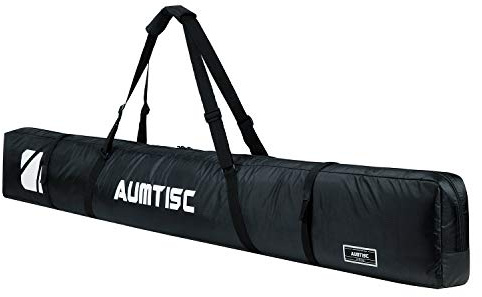 AUMTISC Ski Bag Padded Snowboard bag Single Travel Winter Sports Bag to Transport Skis Gear Pocket with Adjustable Handle Black 170cm