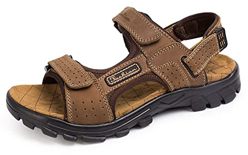 BININBOX Sandale Homme Sandale Cuir de Vachette Bout Ouvert