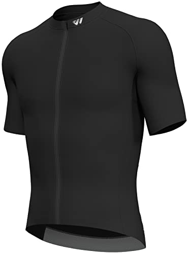 Lo.gas Radtrikot Herren Kurzarm, Rennrad Trikot Durchgehender Reißverschluss mit 3 Taschen, Schwarz, M