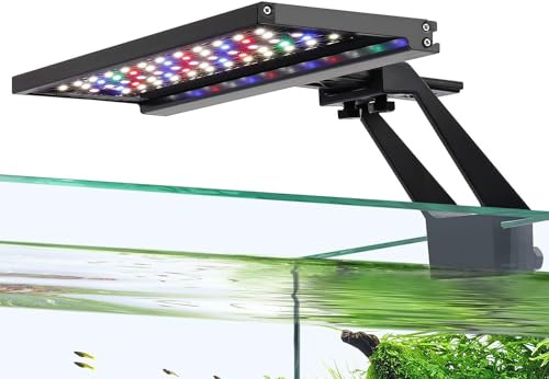 hygger Clip on Aquarium Éclairage, 14W Éclairage Aquarium LED pour 28-48cm Réservoir Planté, Fish Tank Light Avec 9 Couleurs, Double Minuteur,Sunrise-Day-Sunset Moon, Minuterie Réglable