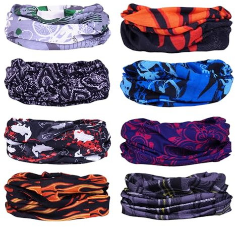 GOTRUST 8pcs Multifunktionstuch Set Bunt Nahtlose Bandanas Loop Schal, Schlauchschal Atmungsaktiv Sport, Elastische Multifunktion Gesichtsmaske für Herren Damen Outdoor Arbeit