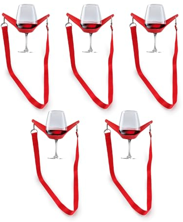CBLDF Weinglashalter zum Umhängen, 5 Stücke Cup Holder Umhängen, Freihändiger Weinglashalter, Halsglashalter für Picknicks, Partys, Geburtstage, Hochzeiten