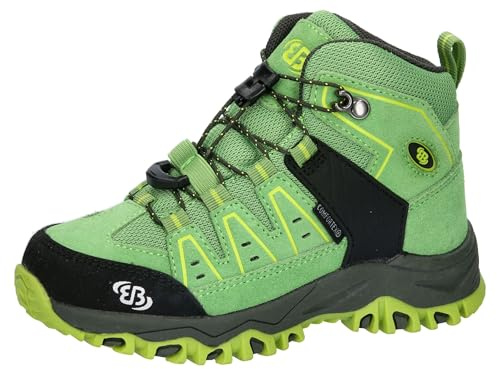Brütting Mont Pinos High Kids Bottes de Trekking Unisexes pour Enfant, Vert, Noir, Citron, 35 EU