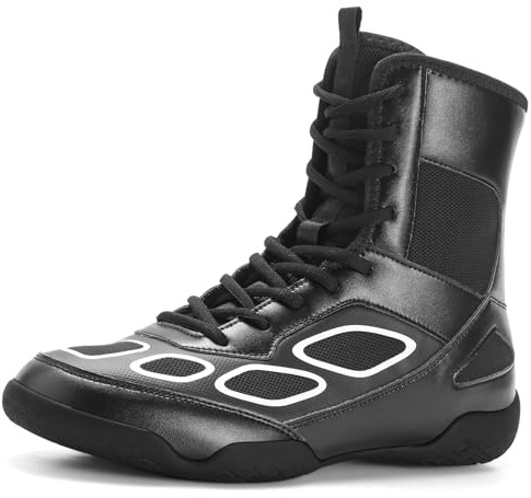 Wrestling Shoes Men Boxing Shoe Fitness High Top Sneakers Wrestling Boots, Black, 12