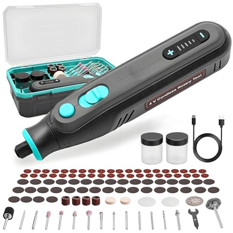 BlueMars 4V Cordless Rotary Multi Tool Set, 5-Speed Rotary Tool Kit with 101 Accessories, Type-C Charging Electric Rotary Tool for Engraving, Sanding, Polishing, Drilling, Grinding, DIY Crafts
