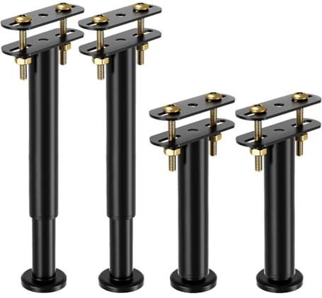 Penbinmall Juego de 4 patas de cama ajustables en altura de 18 cm, pie de apoyo para cama de vigas centrales, patas de apoyo medianas robustas del marco de la cama de metal, juego de refuerzo de
