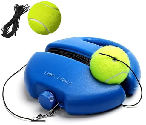 Q&F Tech Tennis Trainer Rebound Ball Set Portable Self Training Kit Solo Practice Tool for Self-Practice One Training Base with Two String Balls for Beginners/Adults