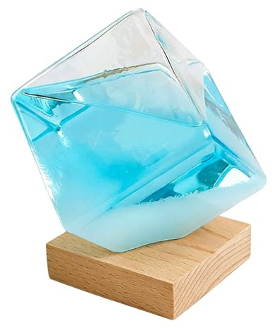 Predictor Meteorológico de Tormentas,Barómetro En Forma De Cubo - Predictor Meteorológico Decorativo con Base,para Decoración y Exhibición en Escritorio, Interior, Dormitorio y