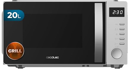 Cecotec Microondas con Grill Proclean 5105 Silver. 700W, 20L, Tecnología 3DWave, Grill, 5 Niveles Potencia, Temporizador 30 Min, Descongelación, Pantalla con Reloj, Gratinados Perfectos