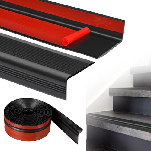 10M Profilo Per Bordo Scalas Autoadesivo Fascia Antiscivolo in PVC per Gradini Impermeabile Tagliabile Profilo Adesivo per Bordo Scalas Protezione Sicurezza Anziani e Bambini Contro Cadute
