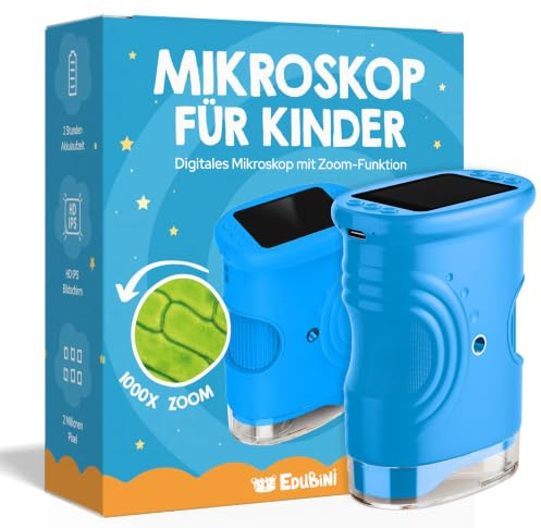Edubini Microscope numérique pour enfants [grossissement 1000x] - Microscope de poche portable pour jardin, forêt et expériences - Jouet pour enfants avec écran numérique HD [avec fonction photo]