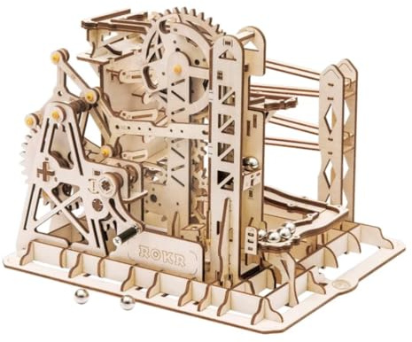 Robotime Marmor Achterbahn Uhrwerk Mechanisches 3D Puzzlespiel Woodcraft Bauset Erwachsene Bastelset Puzzle Geschenk (Lift Coaster)