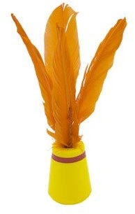 Softee Equipment INDIAKA - Pluma Natural con Base EN PU Foam NO TOXICO - Color Amarillo Y Naranja